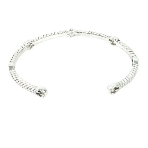 GUCCI Interlocking G Cuff Bangle Bracelet 7.7" Silver 925 Auth #46845